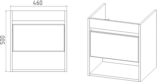 Viant Тумба с раковиной Бостон 50 1 ящик подвесная графит/дуб вотан – фотография-8